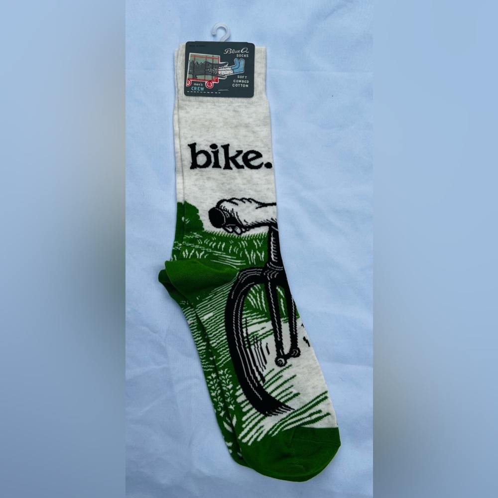 NWT~ Blue Q Mens Cotton Crew Socks~ “Bike”